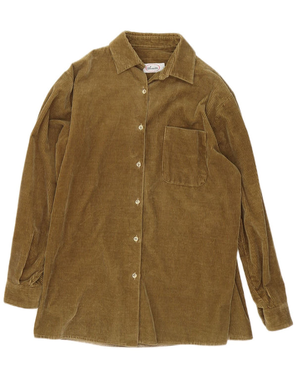 Vintage damefløjlsskjorte UK 18 XL Khaki Bomuld