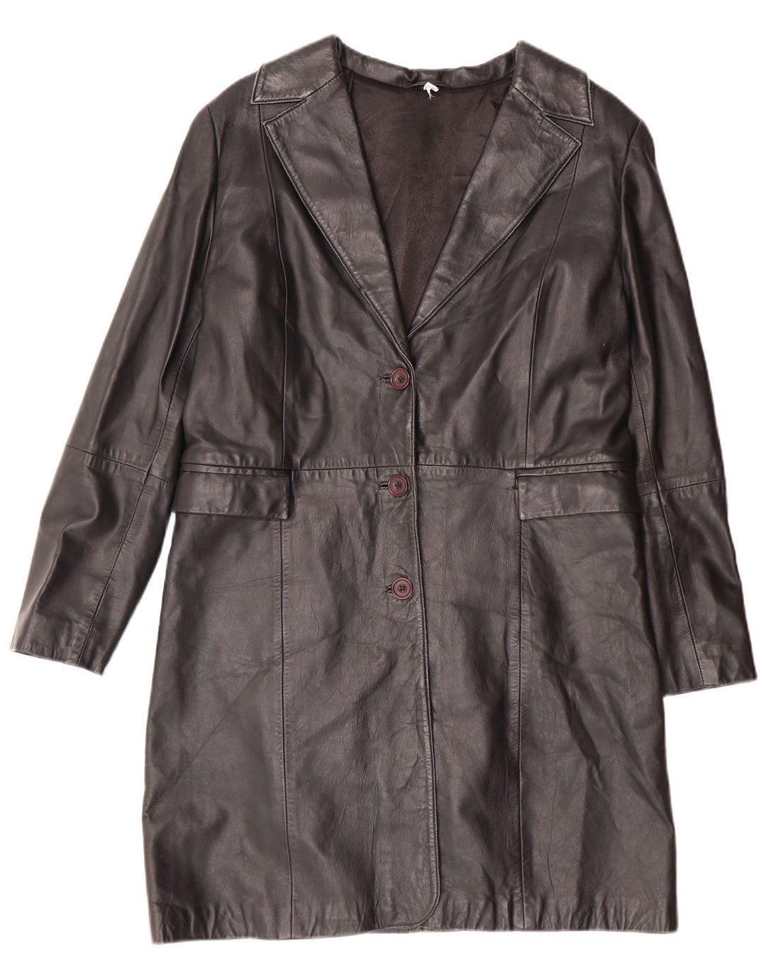 Vintage læderfrakke til kvinder UK 14 Medium sort læder