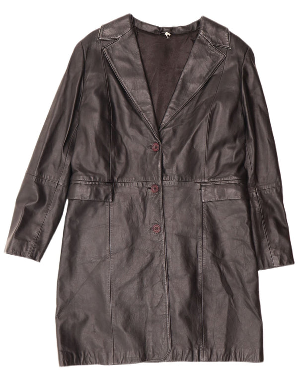 Vintage læderfrakke til kvinder UK 14 Medium sort læder