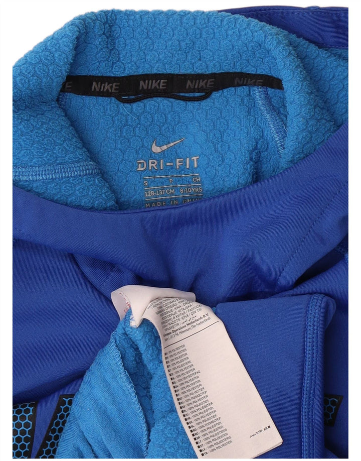 NIKE Dri Fit grafisk hættetrøje til drenge 8-9 år Lille blå polyester