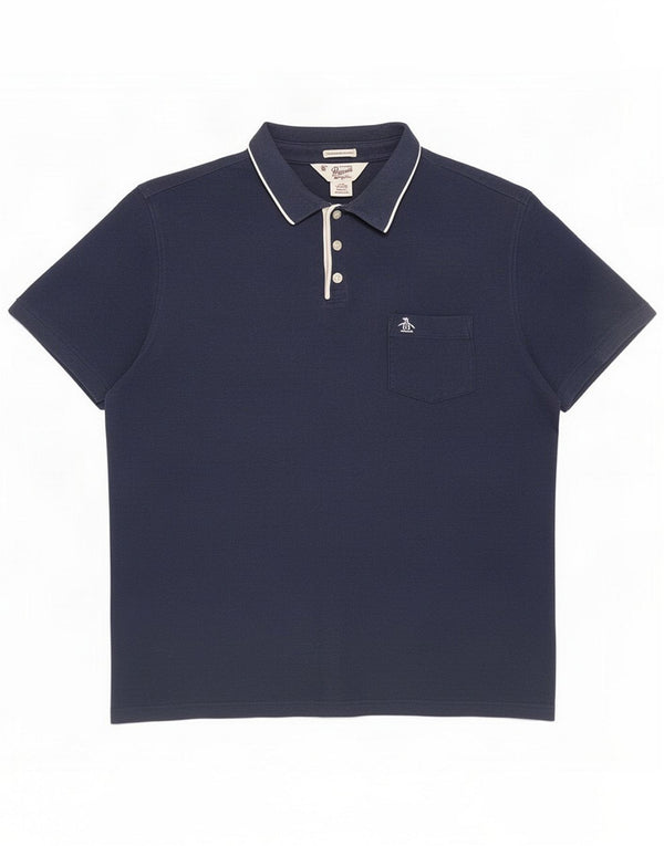 Penguin Mens Heritage Slim Fit Polo Shirt 2XL Navy Blue Cotton