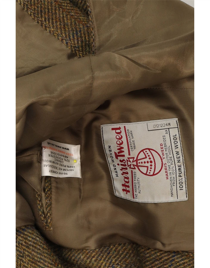 Harris Tweed Herre 2 Button Blazer Jacket UK 42 XL Khaki Check New Wool
