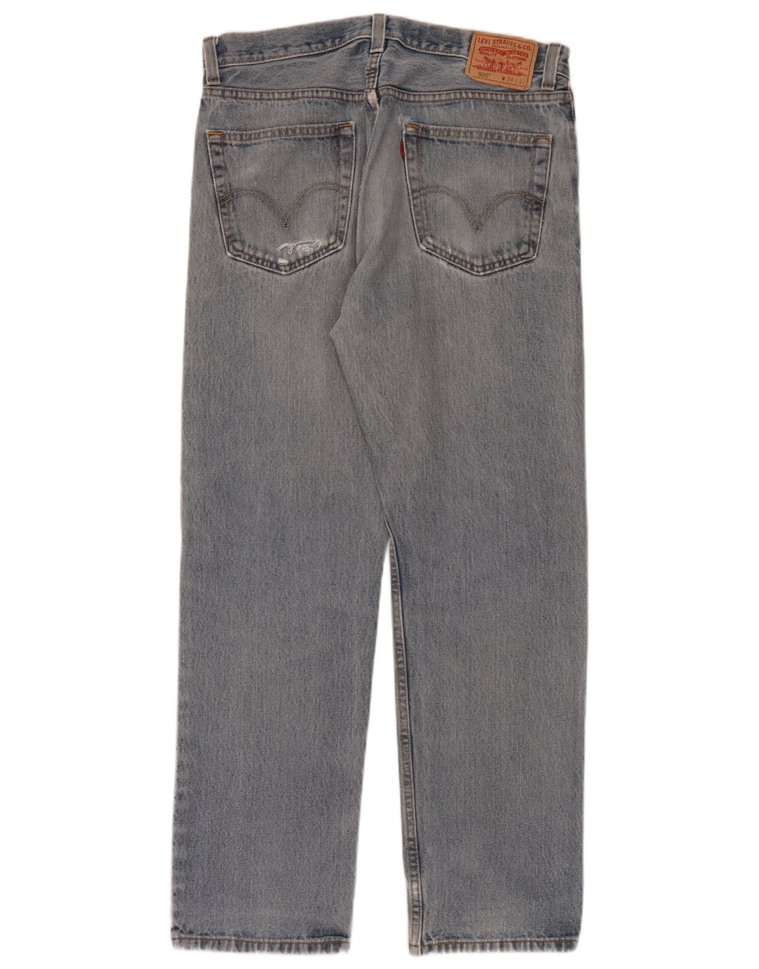 Levi's Herre 505 Distressed Straight Jeans W34 L32 Blå Bomuld