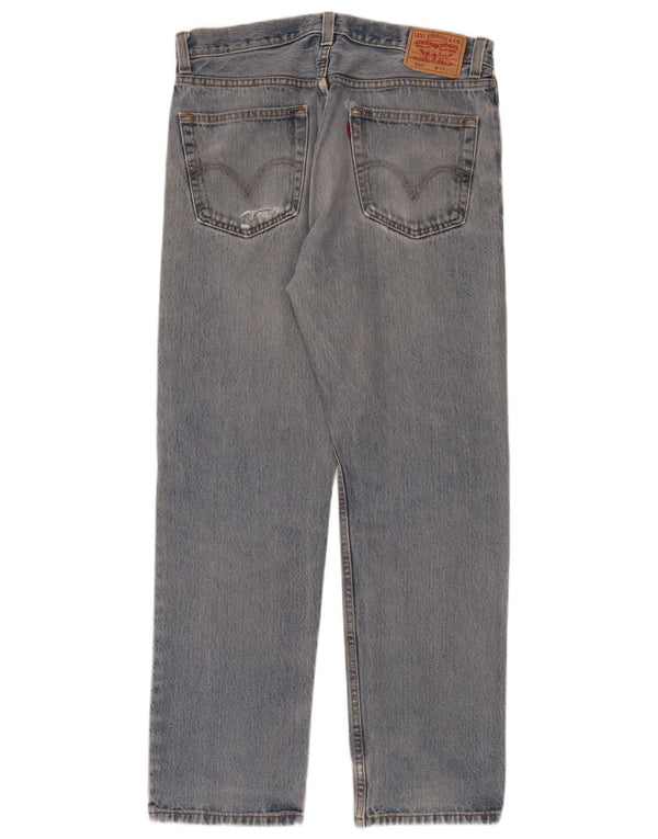 Levi's Herre 505 Distressed Straight Jeans W34 L32 Blå Bomuld