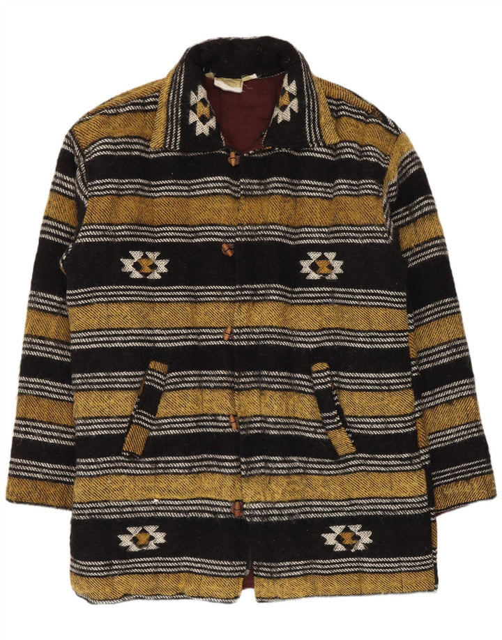 Vintage Duffle Coat til mænd UK 40 Stor flerfarvet geometrisk uld