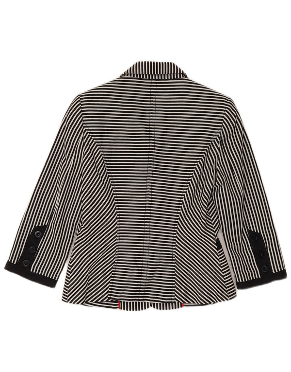 Jasper Conran Dame 3/4-ærmet blazerjakke UK 10 Small Black Pinstripe