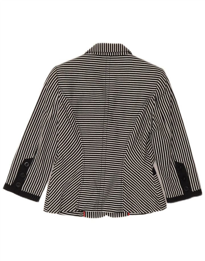 Jasper Conran Dame 3/4-ærmet blazerjakke UK 10 Small Black Pinstripe