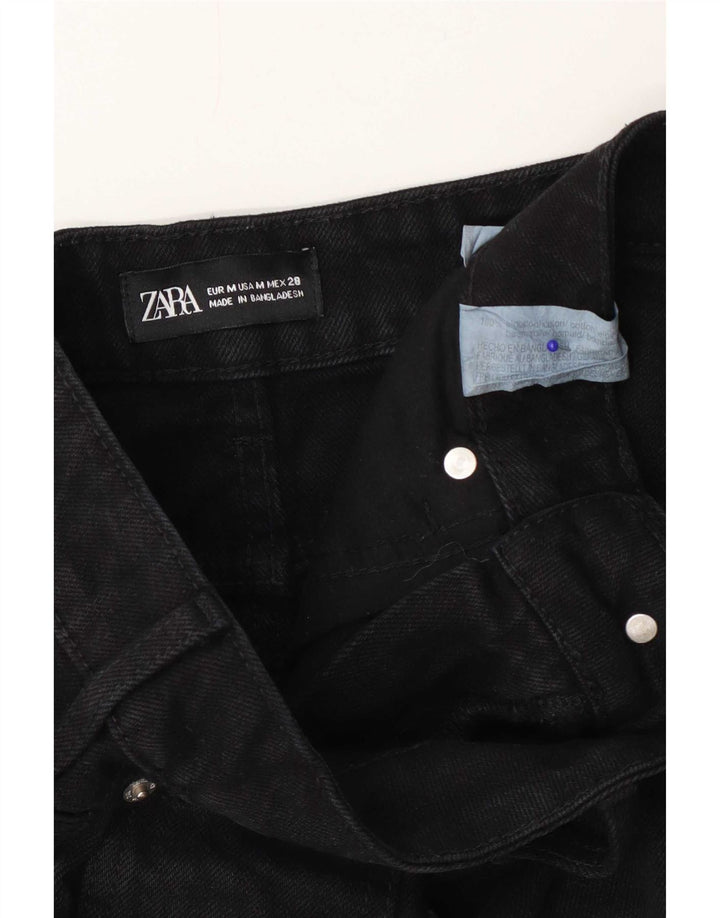 Zara Dame Mini Denim Nederdel Medium W28 Sort Bomuld
