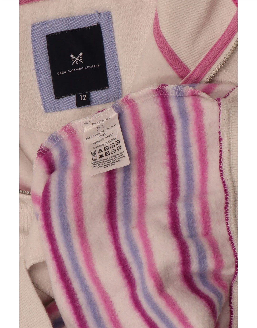 Besætningstøj Dame Sweatshirt med lynlås-hals DK 12 Mellem hvid stribet