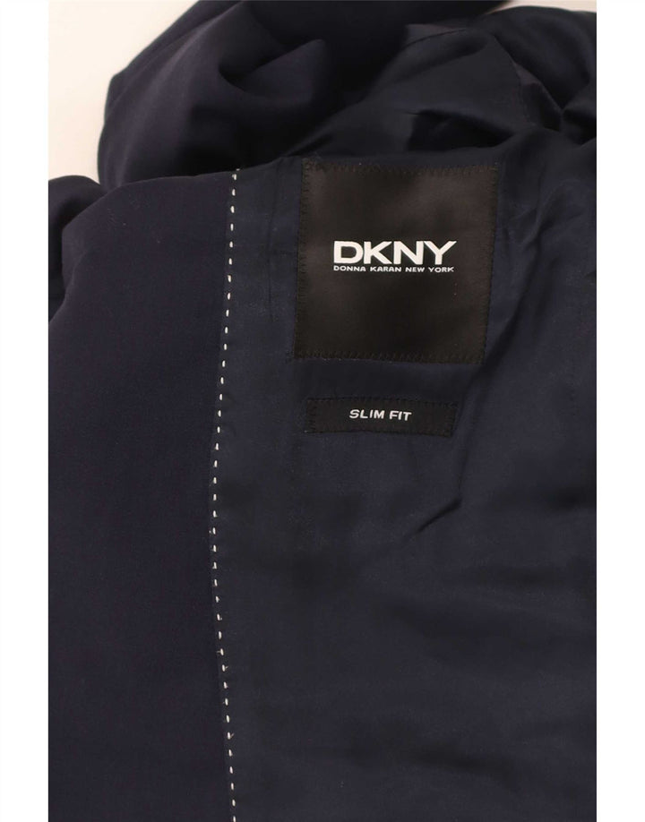 Dkny Herre Slim Fit 2 Button Blazer Jacket UK 38 Medium Navy Blue Wool
