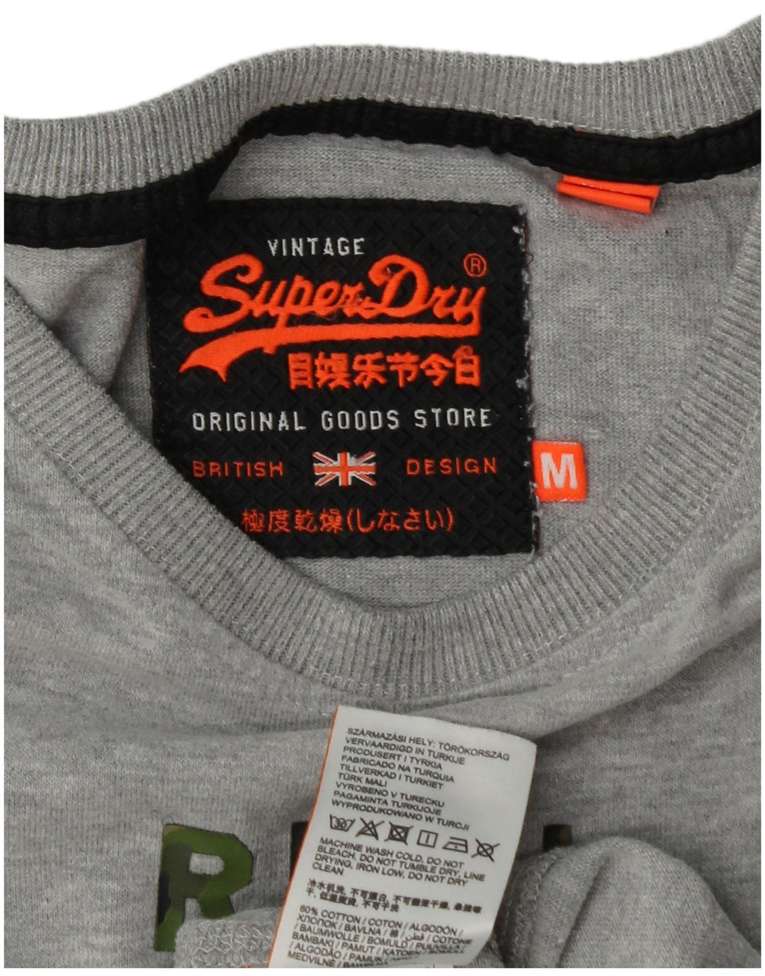 SUPERDRY Herre grafisk T-shirt top mellemgrå bomuld