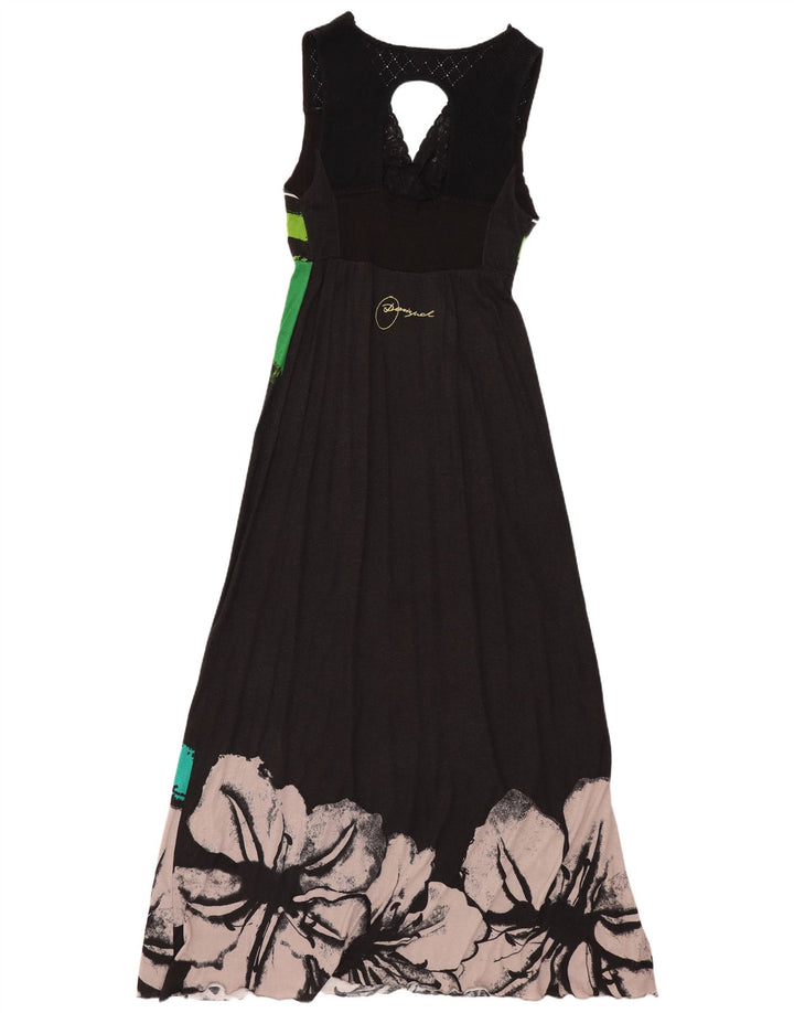 DESIGUAL ærmeløs maxikjole til kvinder UK 8 Small Black Floral