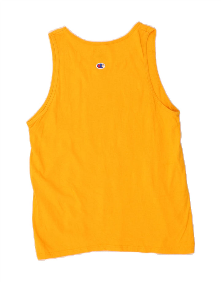 CHAMPION Mens Graphic Vest Top Small Yellow Cotton Vintage Champion and Second-Hand Champion from Messina Hembry 