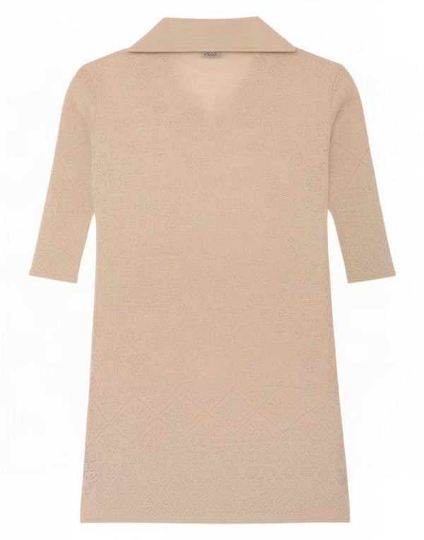 Zara Dame Se Gennem Oversized Jumper Kjole UK 18 XL Beige Akryl