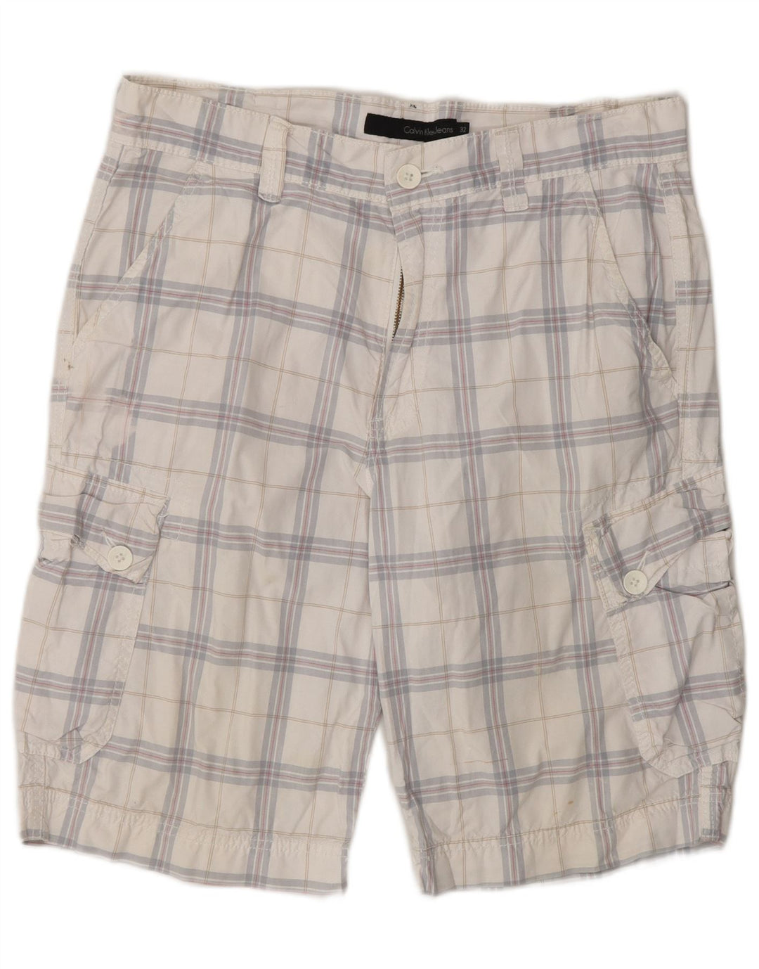 CALVIN KLEIN Herre Cargo Shorts W32 Medium White Ternet Bomuld