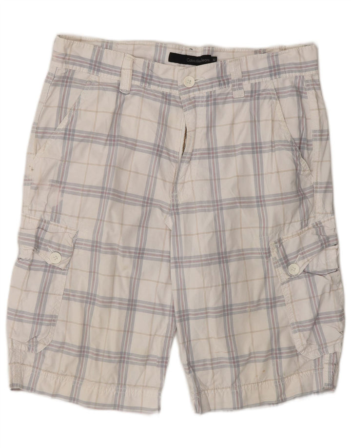 CALVIN KLEIN Herre Cargo Shorts W32 Medium White Ternet Bomuld