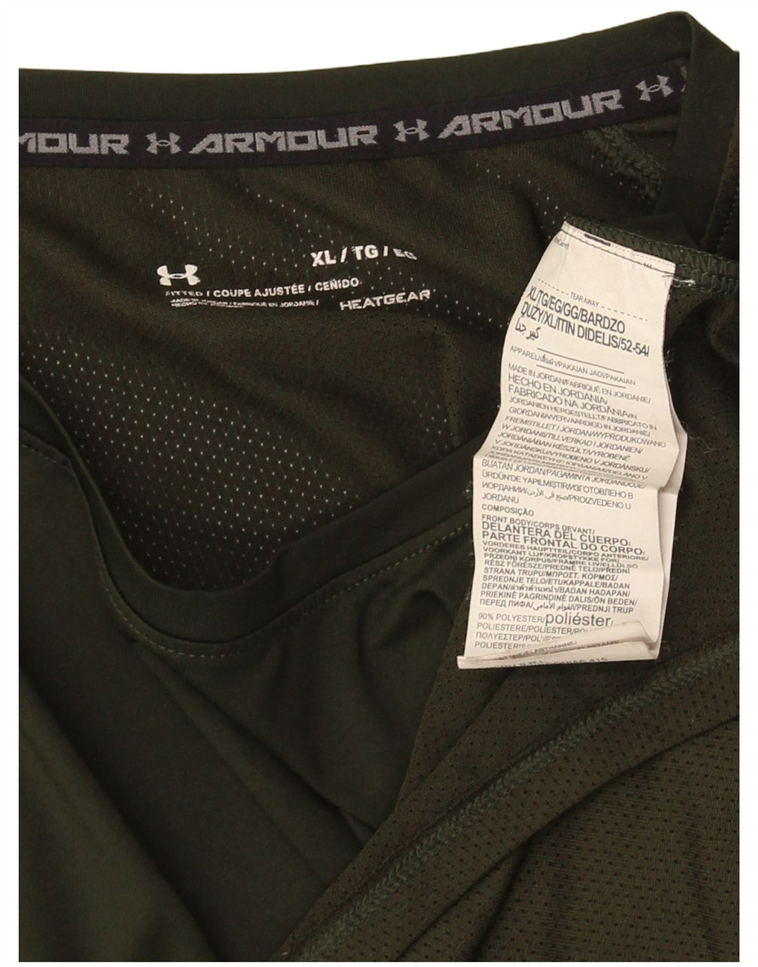 Under Armour Herre T-Shirt Top XL Grøn Stribet Polyester