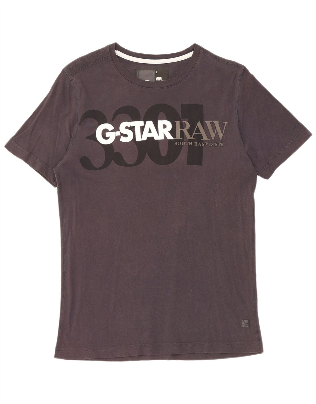 G-Star Herre 3301 Grafisk T-Shirt Top Stor Sort Bomuld