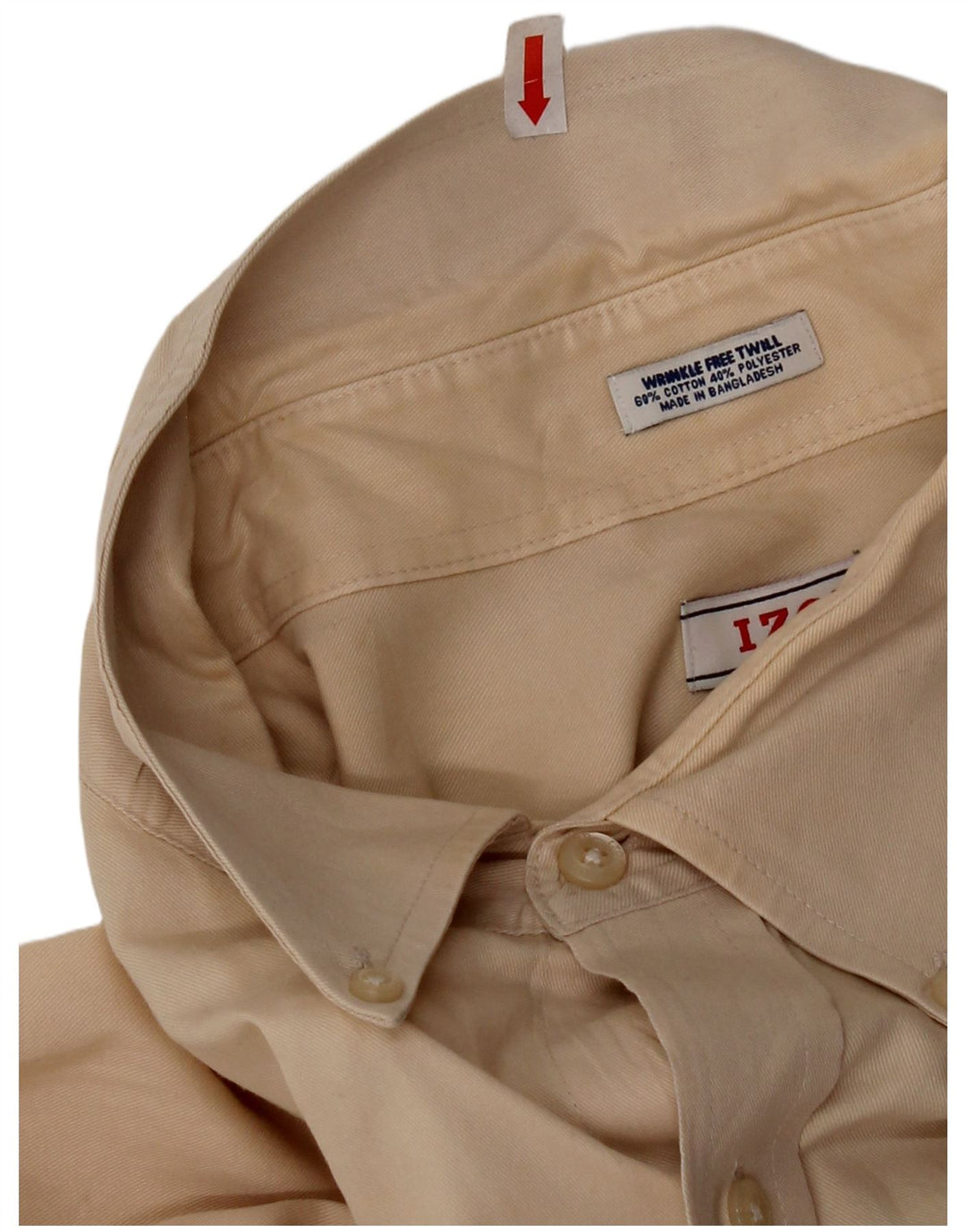 Izod Herre Regular Fit skjorte str. 18 2XL Beige Bomuld