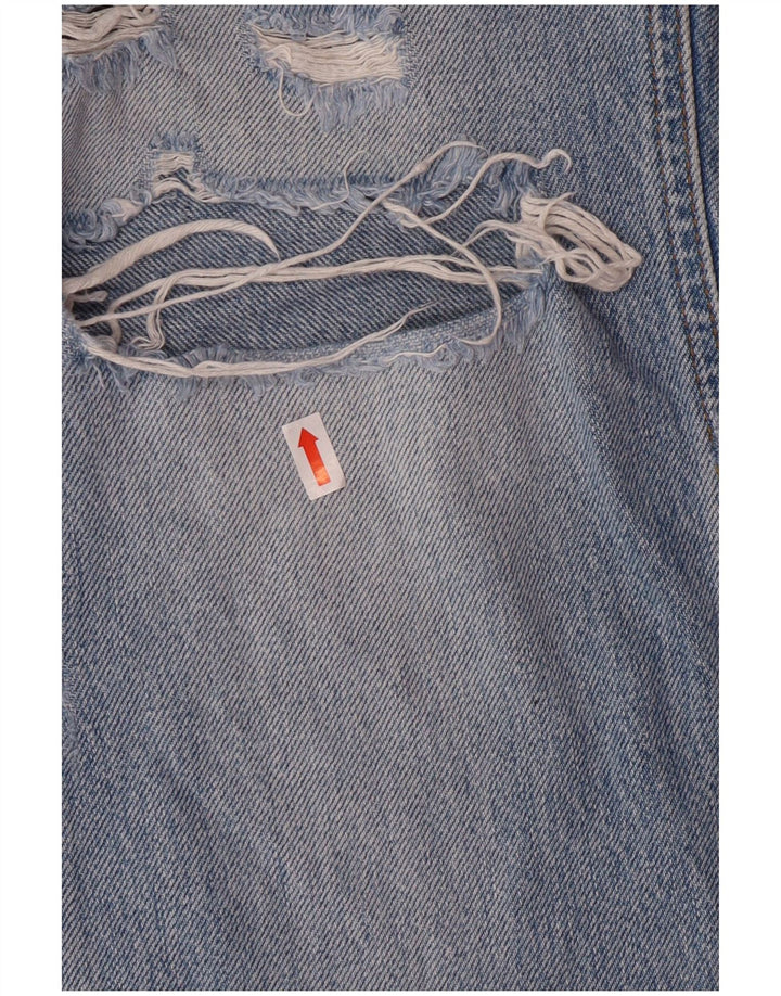 Zara Dame Distressed Tapered Jeans EU 36 XS W26 L27 Blue Cotton Grunge