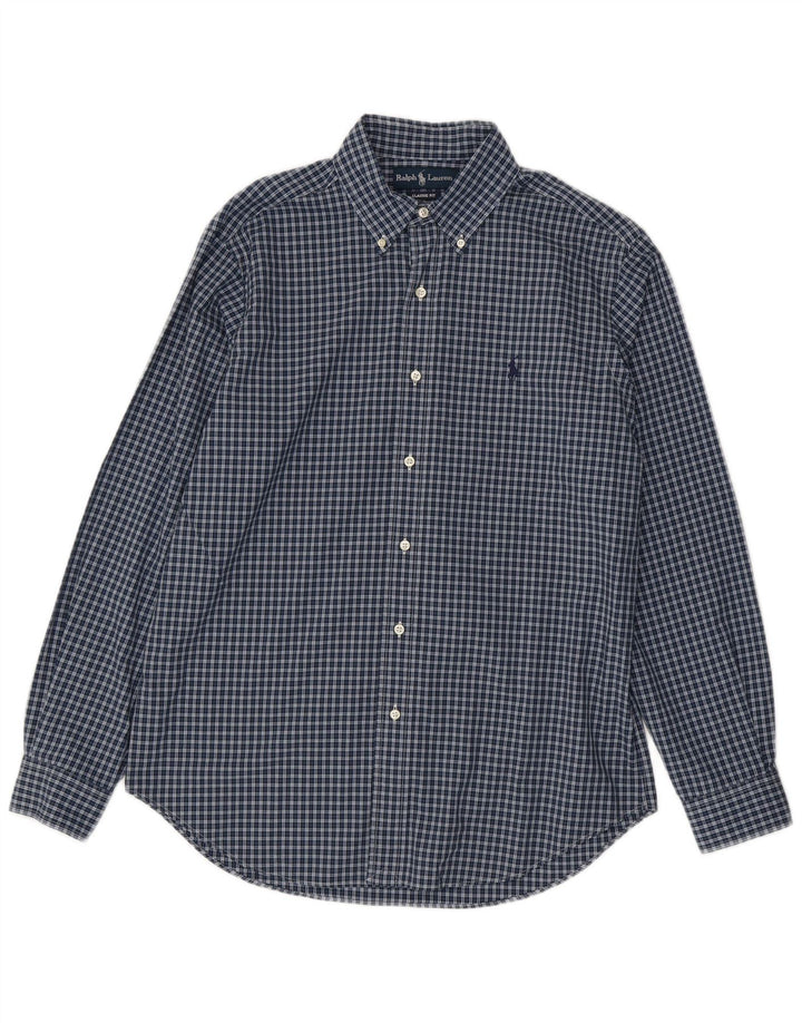 Ralph Lauren Herre Classic Fit skjorte Medium marineblå ternet bomuld