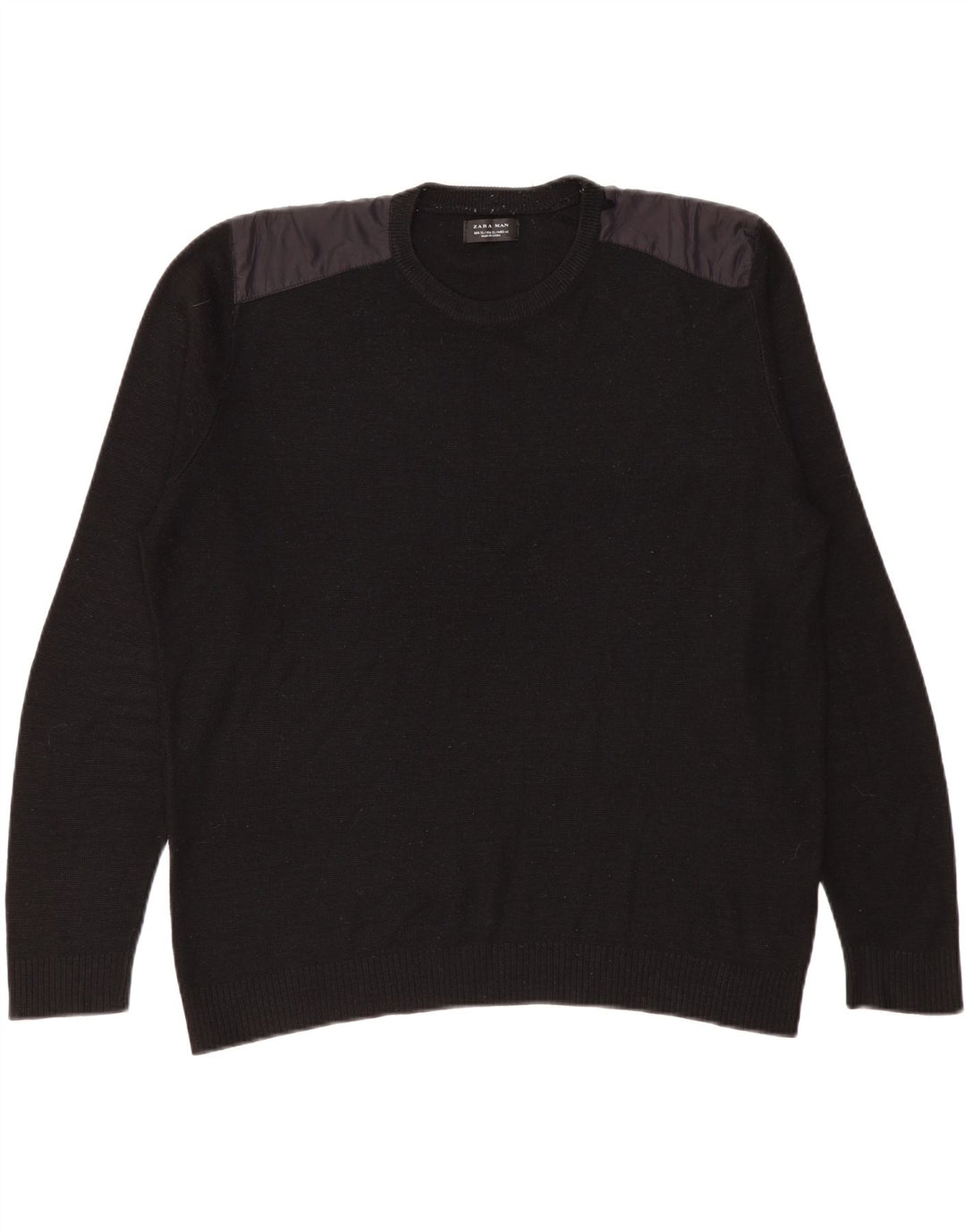Zara Herre Crew Neck Jumper Sweater XL Sort Akryl