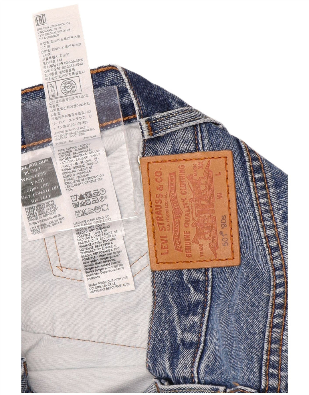 Levi's Dame 501 lige jeans W26 L30 Blå Bomuld 90'erne