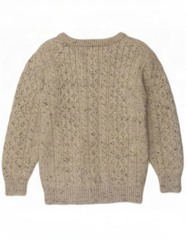 Aran Crafts Dame Cardigan Sweater UK 10 Small Grey Flecked Wool