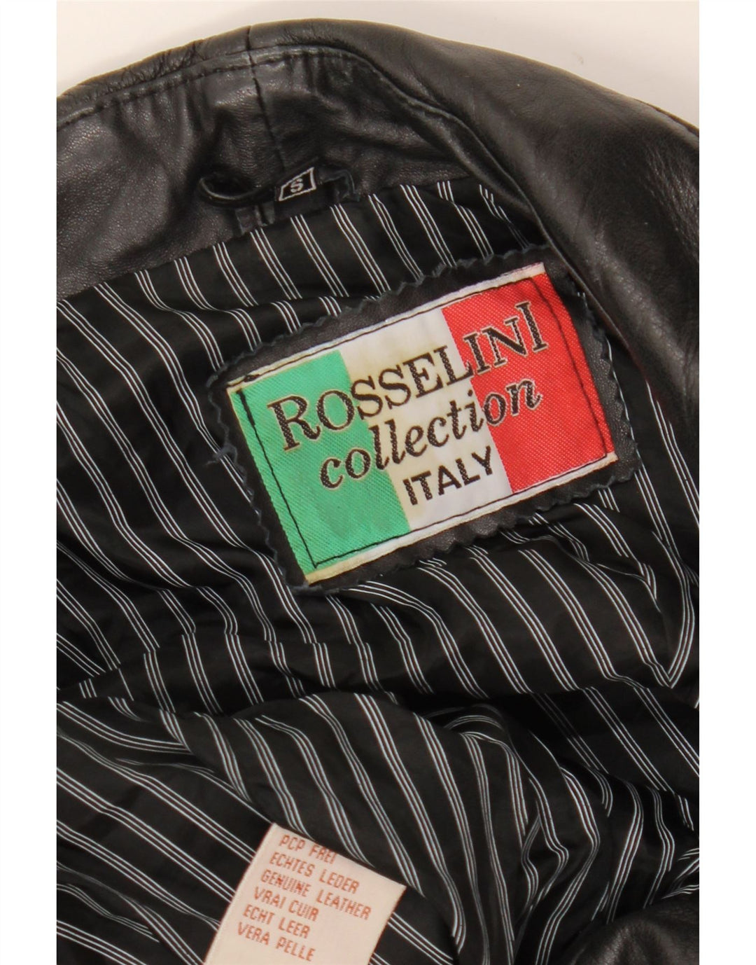 Vintage Dame Crop Læder Biker Jacket UK 8 Lille sort læder