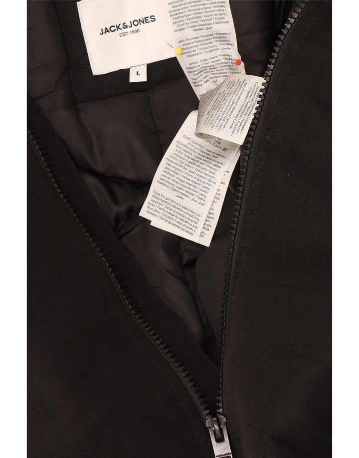 Jack & Jones Herre Hooded Parka Jacket UK 40 Large Black Polyester