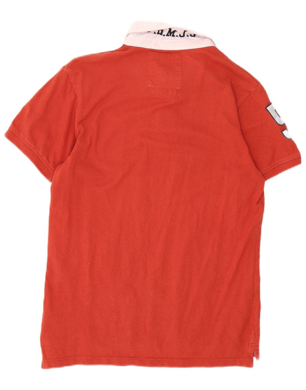 Jack & Jones Herre grafisk rugby poloshirt Medium Orange Colourblock Bomuld