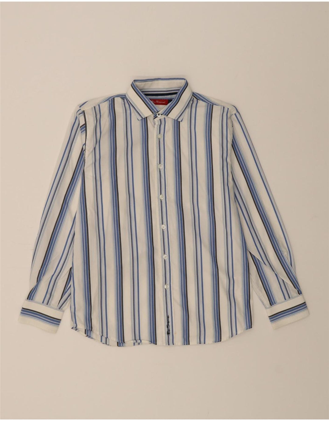 BEN SHERMAN Boys Shirt 14-15 Years Large White Striped Cotton Vintage Ben Sherman and Second-Hand Ben Sherman from Messina Hembry 