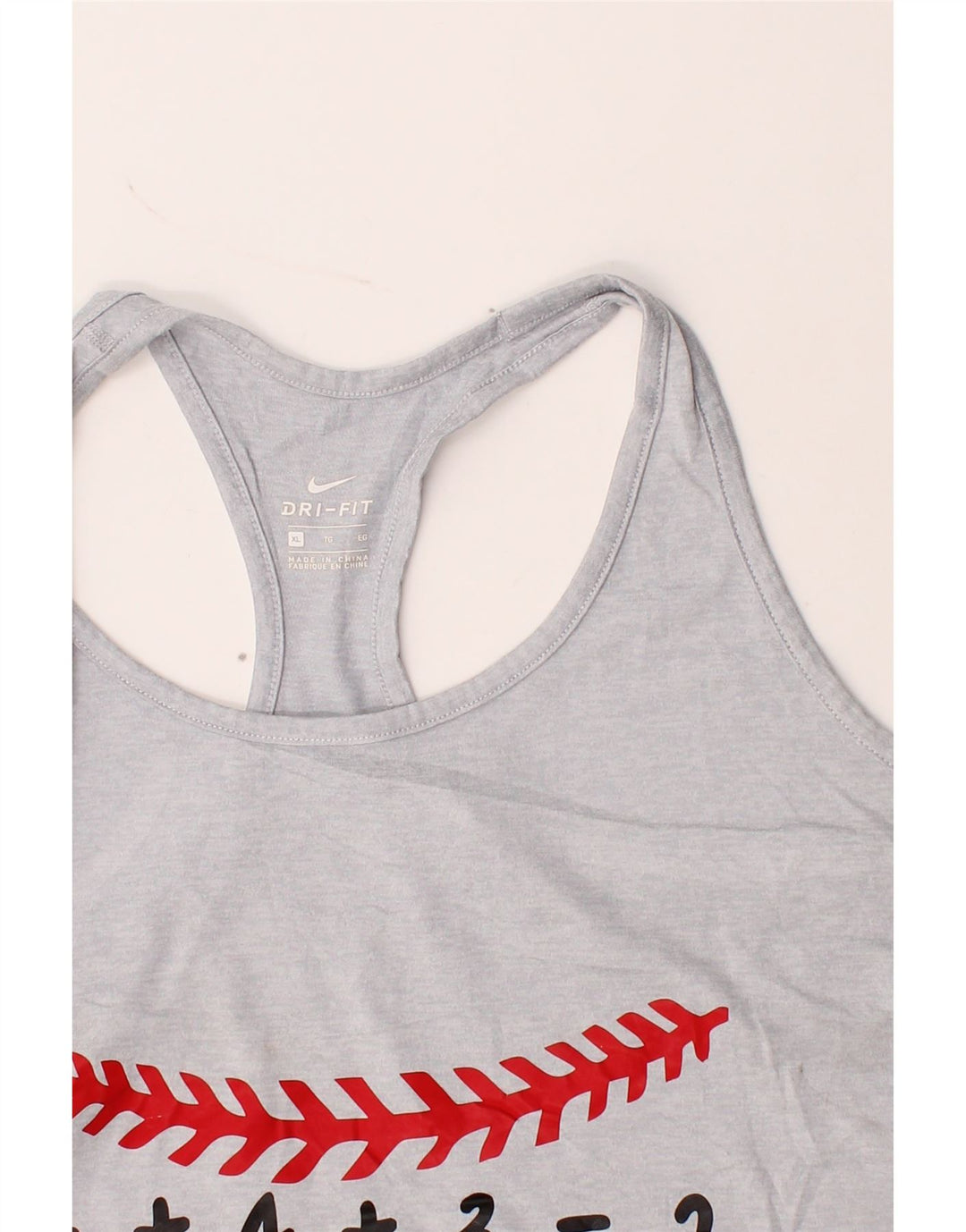 NIKE Womens Dri Fit Graphic Vest Top UK 18 XL Grey Polyester Vintage Nike and Second-Hand Nike from Messina Hembry 
