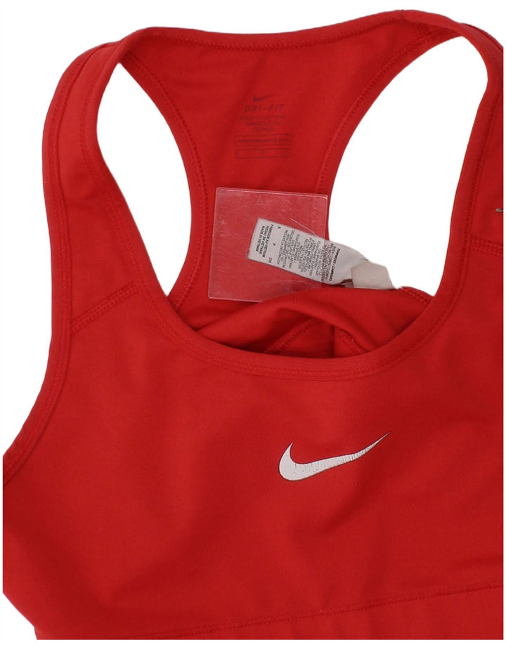 Nike Dame Dri Fit Sport BH Top Lille Rød Polyester Sports