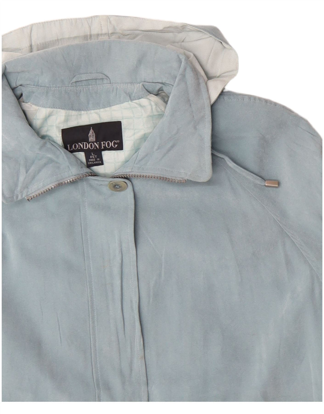 LONDON FOG Vindjakke med hætte til kvinder UK 16 Stor blå polyester