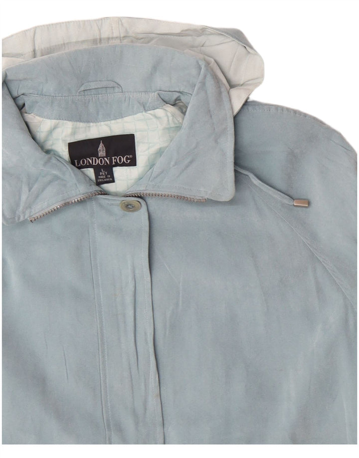 LONDON FOG Vindjakke med hætte til kvinder UK 16 Stor blå polyester