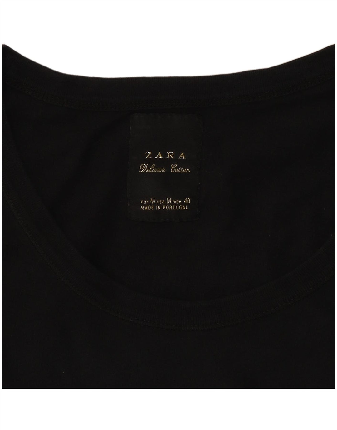ZARA Dame T-Shirt Top UK 12 Medium Sort Bomuld