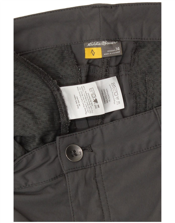 Eddie Bauer Dame Cargo Capri Bukser US 14 XL W36 L20 Grå Nylon