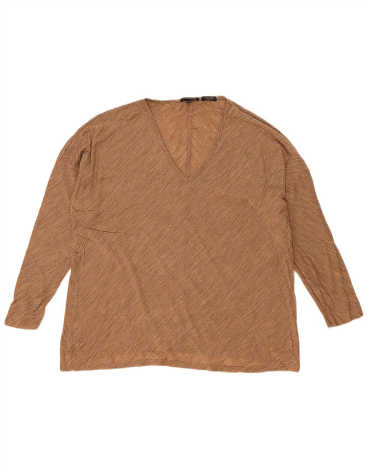Massimo Dutti Dame Oversized Top Langærmet UK 10 Small Beige Flecked