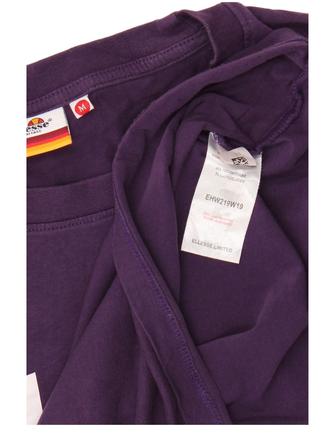 Ellesse Womens Heritage Grafisk T-Shirt Top UK 12 Medium Lilla Bomuld