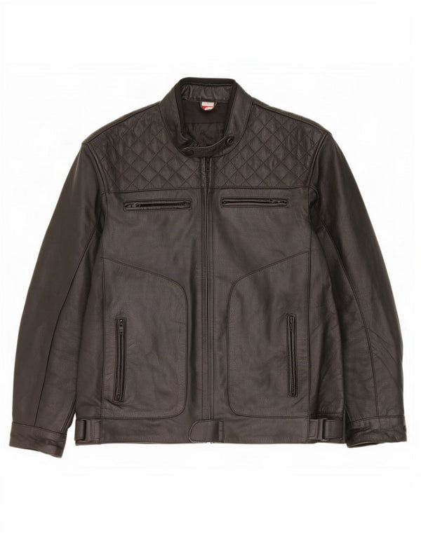 Texpeed Mens Leather Jacket UK 40 Large Black