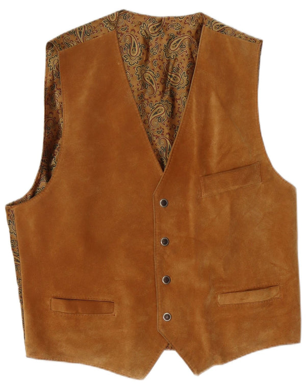 Vintage herre ruskindsvest Medium brun Paisley
