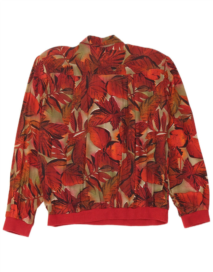 Vintage Dame Pullover Shirt Bluse UK 16 Large Red Floral Viscose