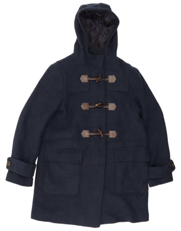 Marks & Spencer Dame Hooded Duffel Coat UK 12 Medium Navy Blue Polyester