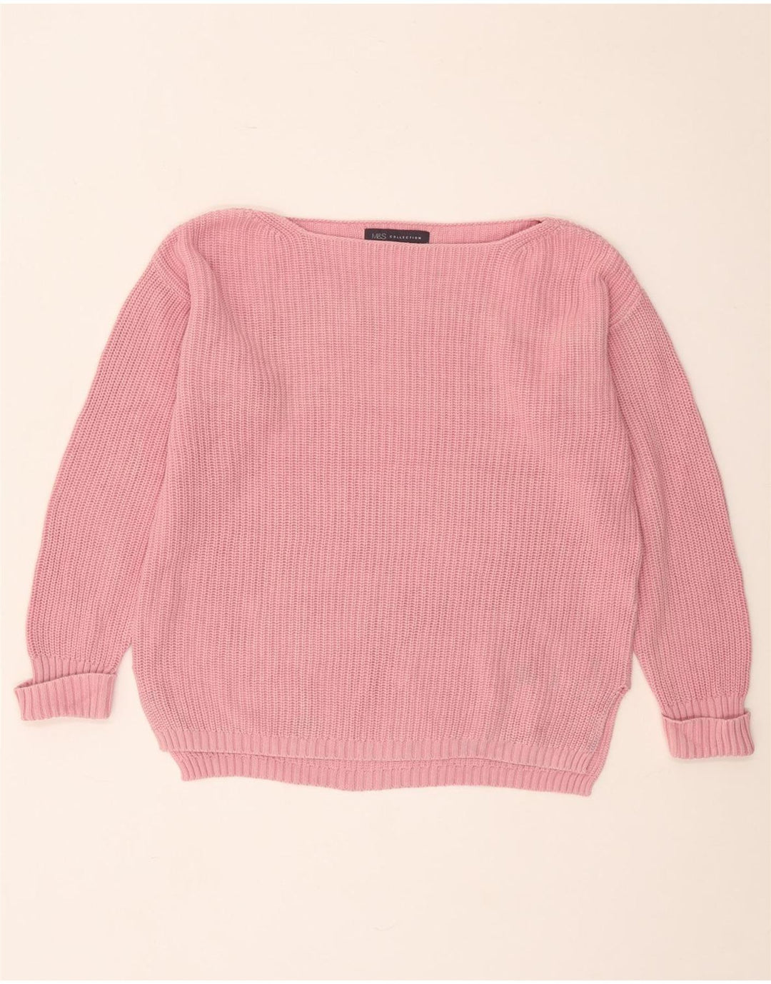 Marks & Spencer Dame Oversized Boat Neck Jumper Sweater UK 10 Small Pink