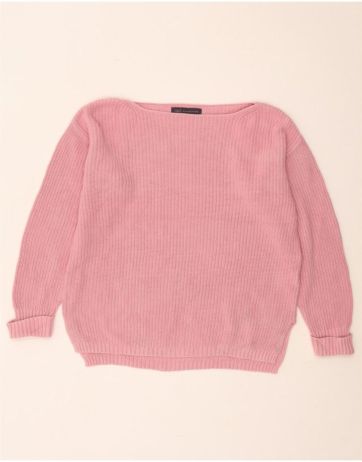 Marks & Spencer Dame Oversized Boat Neck Jumper Sweater UK 10 Small Pink