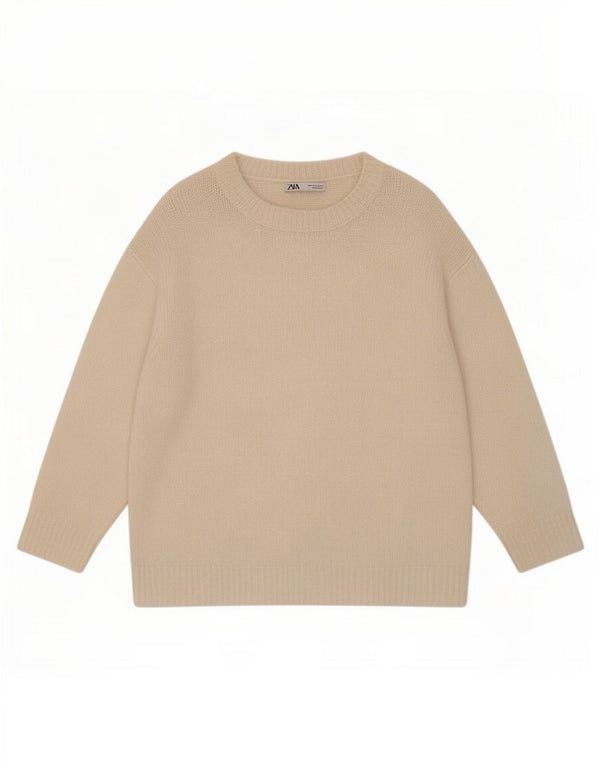 Zara Dame Oversized Boat Neck Jumper Sweater UK 10 Small Off White