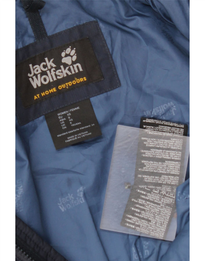 JACK WOLFSKIN Dame hætte polstret frakke UK 6 XS marineblå polyester