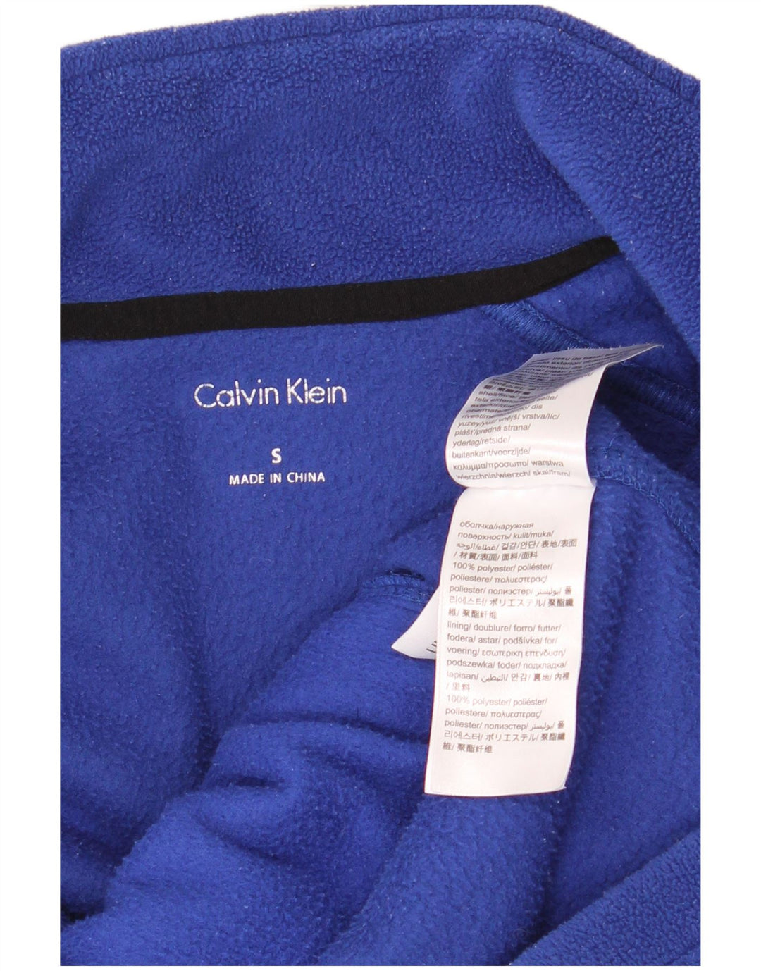 Calvin Klein grafisk fleecejakke til kvinder UK 10 Small Blue Colourblock