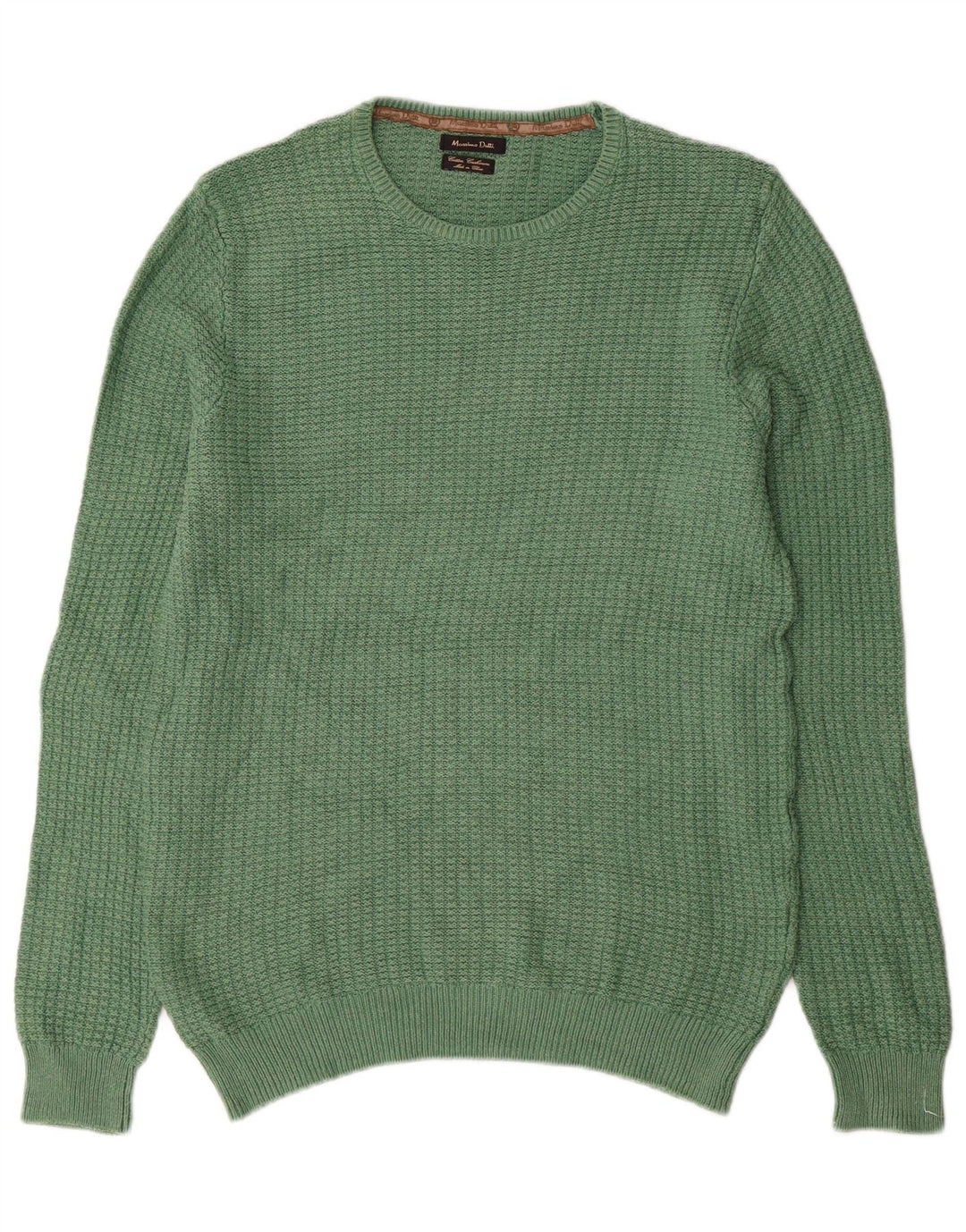Massimo Dutti Herre sweater med rund hals, mellemgrøn bomuld
